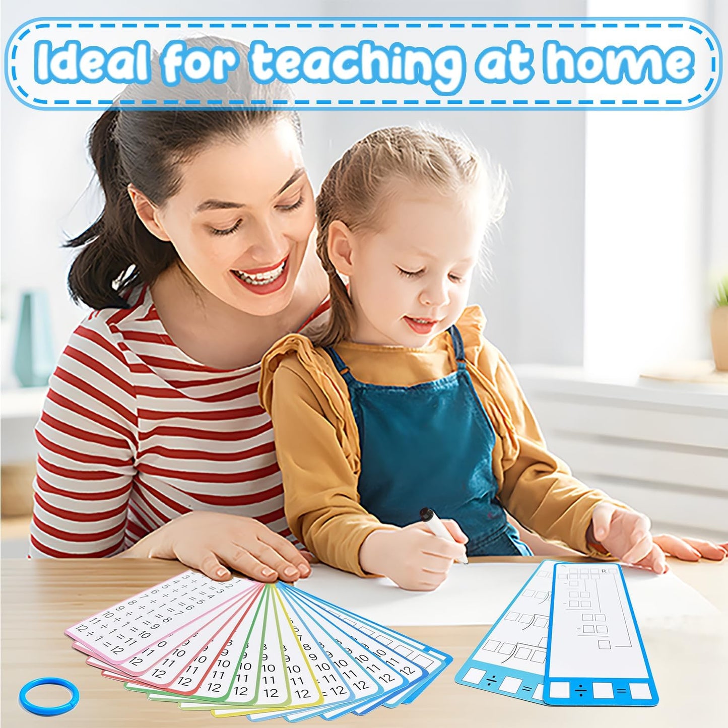 Multiplication Flash Cards 0-12, 15PCS Times Table Flash Cards Chart, with Dry Erase Markers Sorting Ring, 1st, 2nd, 3rd Grades Educational Math Multiplication Game for Kids Classroom Home