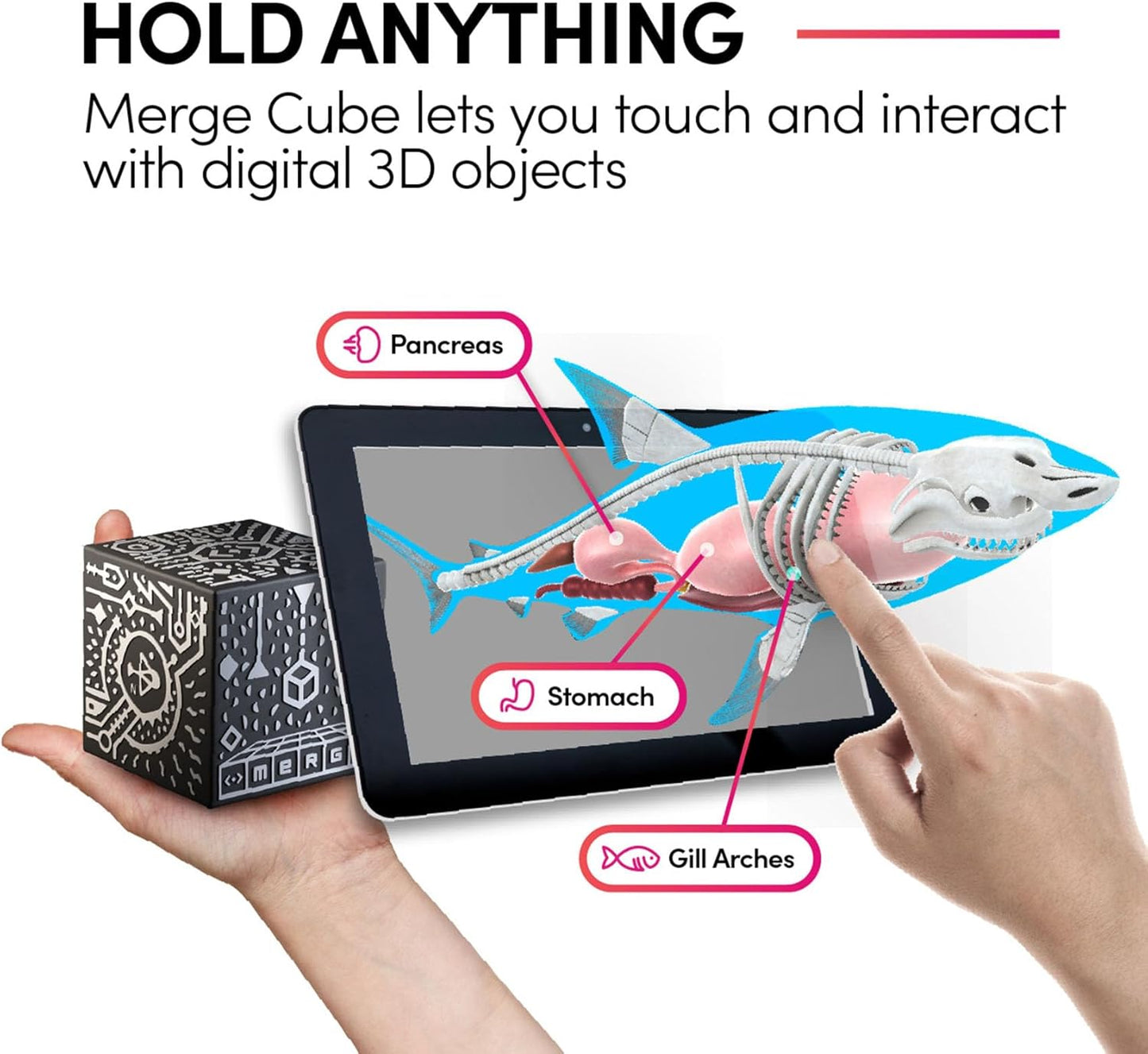 Merge Cube STEM Toy - Hold Digital Science Experiments in Your Hand! 1000+ 3D Objects & 100+ Interactive Simulations with Augmented Reality - Fun Learning Gift for Kids