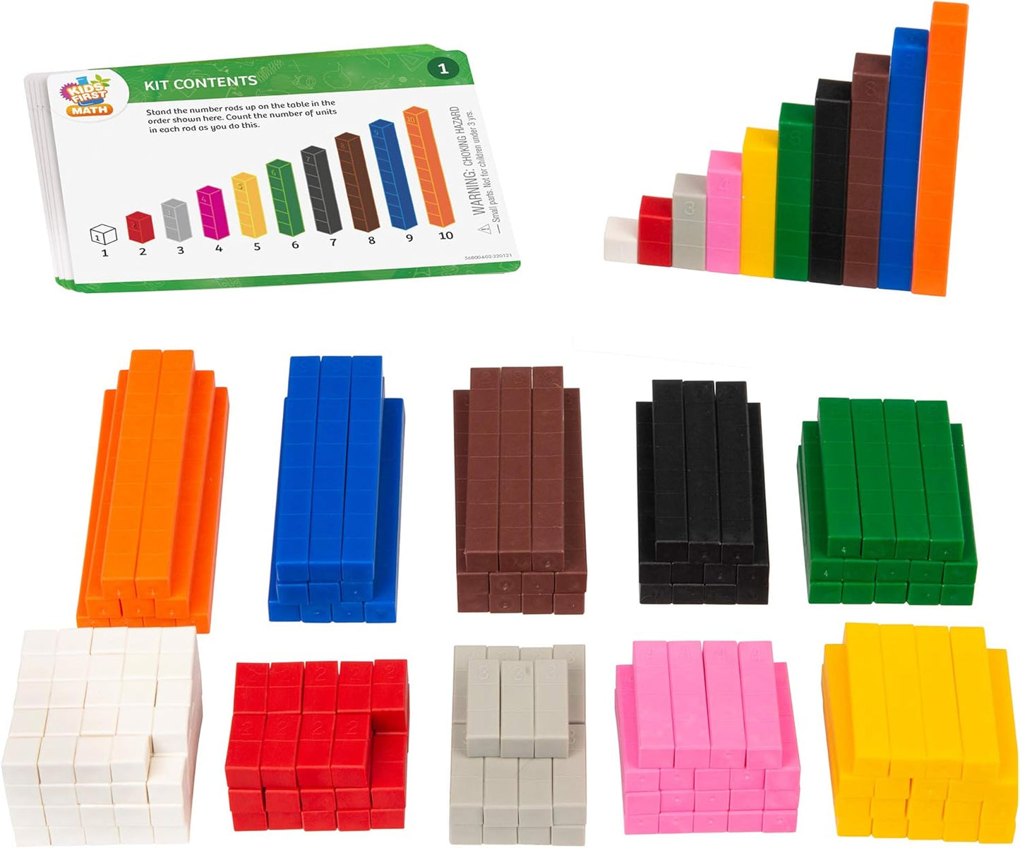 Kids First Math: Number Rods Math Kit w/Activity Cards | Develop Skills in Counting, Sorting, Sequencing, Graphing, Measuring & More | Visual Hands-on Math for at-Home or Classroom Learning, Ages 3+