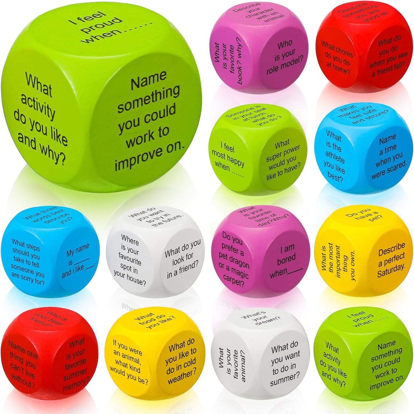 Hanaive 12 Pcs Learning Conversation Cubes Social Emotional Learning Dice Family Dice Game Speech Therapy School Counselor Supplies for Kids Teacher Family Classroom(Foam)