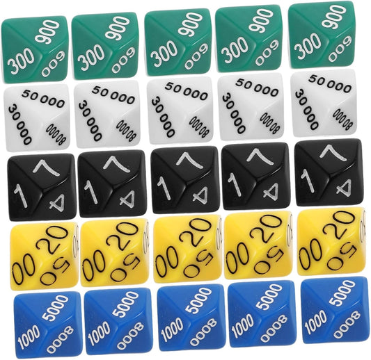 30pcs Multi-Colored Place Value Dice Plastic Party Game Dice for Board Games and Gatherings with Multi-Sided for Entertainment and RPG Role Playing