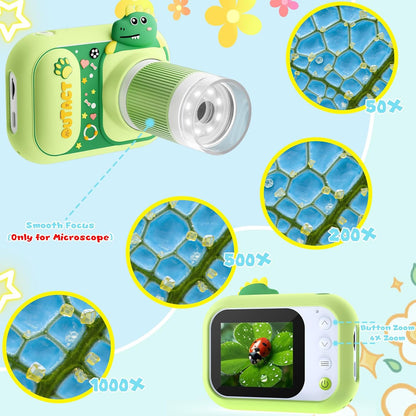 Microscope for Kids Handheld Mini Portable Digital Rechargeable 1000X with 2.4 Screen 1080P 3 in 1 Microscope Photography Recording Edu Age 4-6 8-12 Children Students