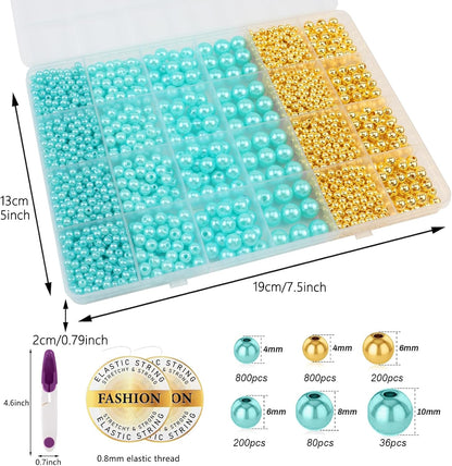 Hpebl 2136PCS Beads for Bracelets Pearl Bracelet Making Kit Friendship Bracelet Kits Bracelet Bead Kits Small Pearl Bead and Gold Beads Beading Kit for Bracelets Jewelry Making Kit