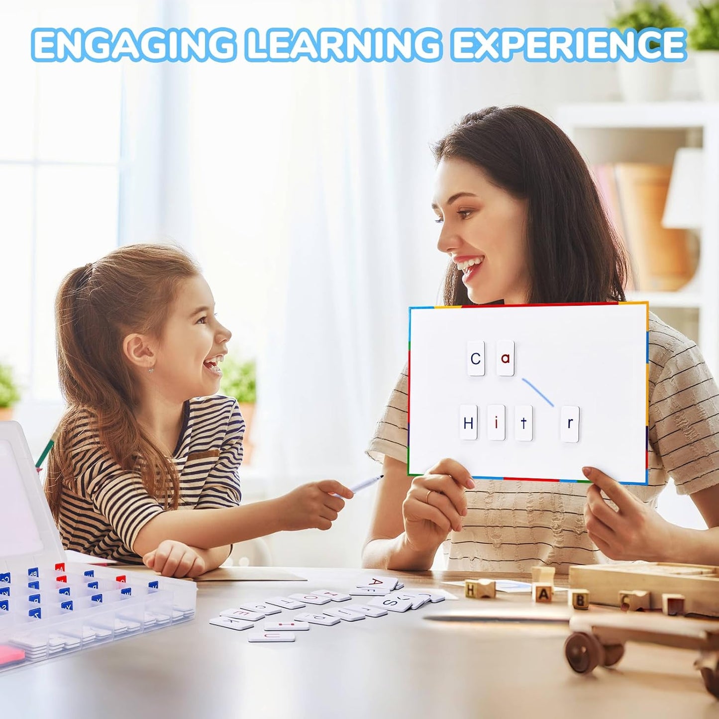 Classroom Magnetic Letter Tiles for Phonics and Spelling-JoyCat 234 Foam Alphabet Tiles Magnetic Letters with Double-Side Magnet Board and Compartment Storage Case