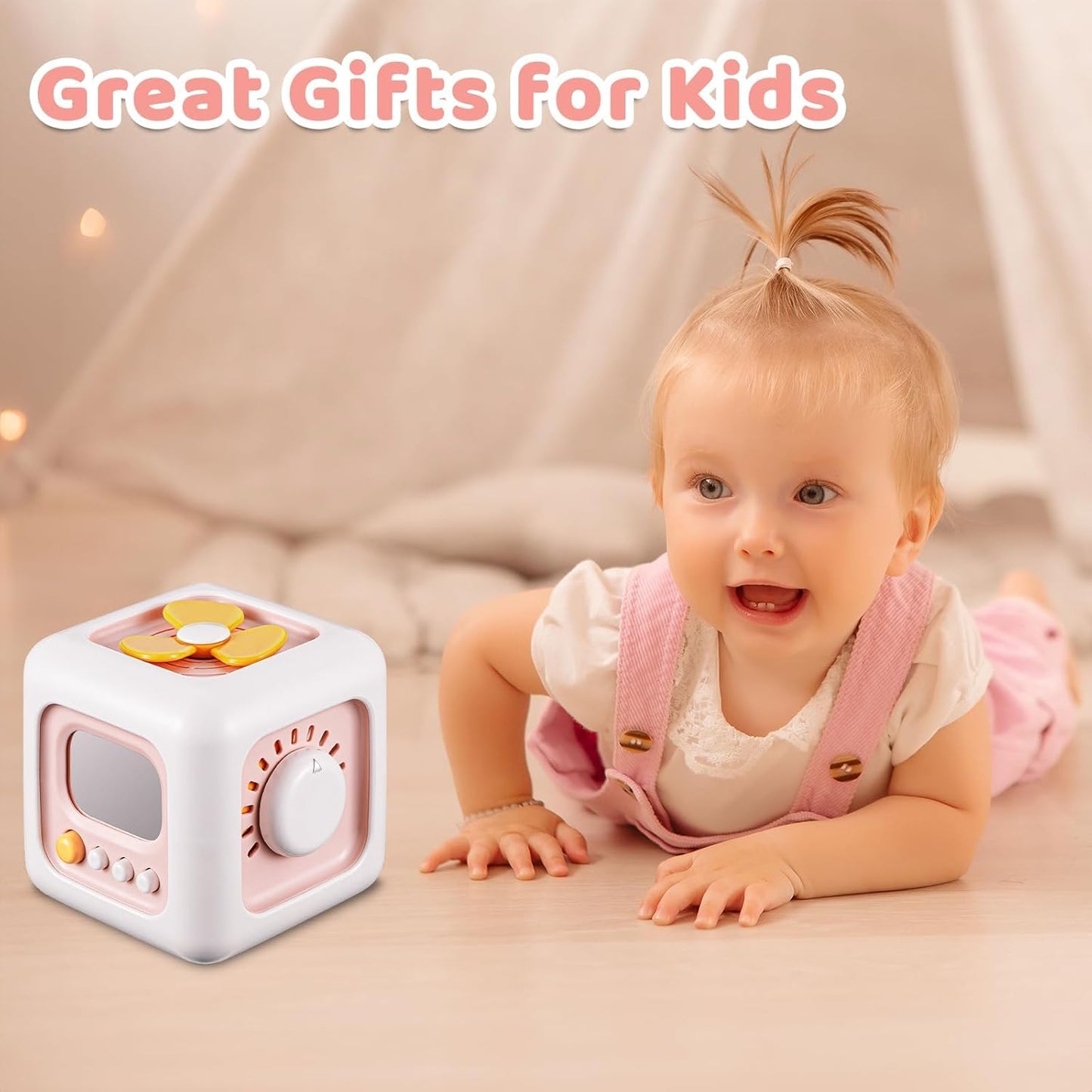 SOCBTNSO Busy Cube Toy for 1 Year Old Boy, Montessori Toys for 1+ Year Old, Travel Sensory Toys for Toddlers 1-3, Learning Fine Motor Skills| 1st Birthday Gifts 6 9 12 Months Baby