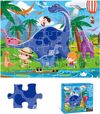 Puzzles for Kids Ages 3-8 Year Old,35pcs Jigsaw Puzzles for Toddlers & Children Ages 4-6，Educational Floor Puzzles with Storage Box for Gifts（Fire Engine）