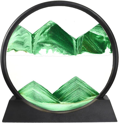 Arthink Moving Sand Art Picture in Motion Round Glass 3D Deep Sea Landscape, Dynamic Sand Art Sandscapes, Sensory Relaxing Desktop