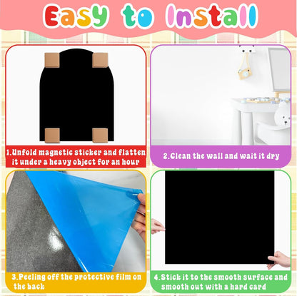 8 PCS Magnetic Wall Decals for Kids Magnetic Chalkboard Peel and Stick Magnet Sheets Board Sticker Tangram Puzzle Self Adhesive Contact Paper Dry Erase Blackboard for Playroom Homeschool 15.7"x10.4"