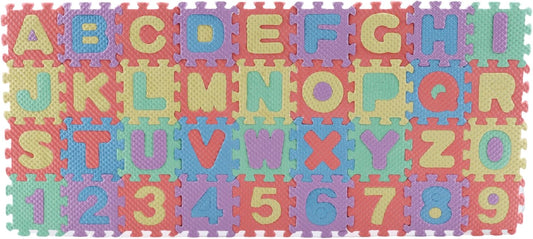 36Pcs Miniature Foam Flooring Figurines, 1.9Inch Mini Interlocking Alphabet and Numbers Mats, EVA Tiles for Desk,Bookshelf,Bedside,Doll House Decor(Random Color)