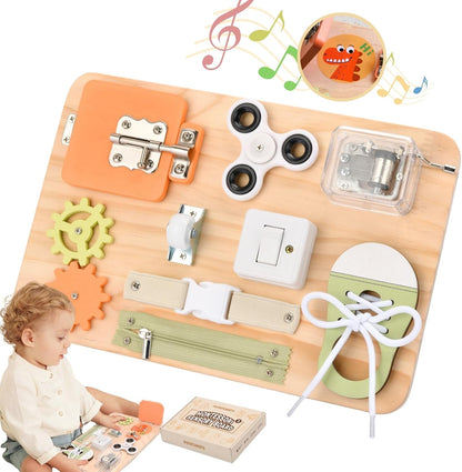 Potatomato Busy Board Toddlers - Montessori Educational Fidget Toys for Baby 1 2 3 4 Years Old - Wooden Sensory Toys Autistic Children - Preschool Learning Activities Fine Motor Skills – Travel Toy