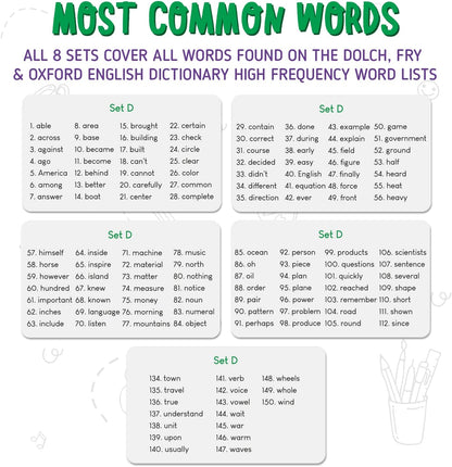 merka Sight Word Flash Cards - 150 Cards, Set B - Fry Sight Words & Vocabulary Flashcards for 1st Grade Reading