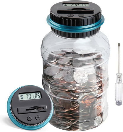 Large Piggy Bank for Adults Kids, Vcertcpl Digital Coin Counting Bank with LCD Counter, 1.8L Capacity Coin Bank Money Jar for Adults, Designed for All US Coins (Purple)