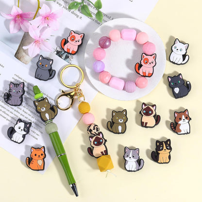 10Pcs Animal Silicone Beads for Keychain Making Cute Puppy Focal Beads for Pens Dalmatian Dog Animal Focals for Bracelets Necklace Earrings Jewelry Making