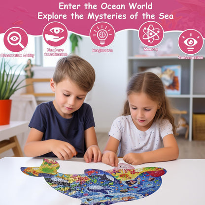 Dinosaur Puzzles for Kids Ages 6-8 Years Old 295 Piece Jigsaw Puzzles Unique Animal Shape Floor Puzzle Ages 8-10 Learning Educational Toys Birthday Gift for Boys Girls Ages 10-12