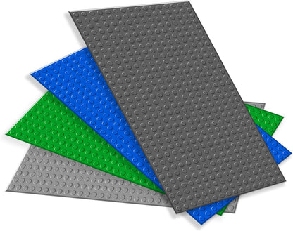 TORMEN 10x5 inch Classic Baseplates, Building Bricks Plates Compatible for Major Brands, & STEM Activities, Inspiring Creativity & Learning(Green*4