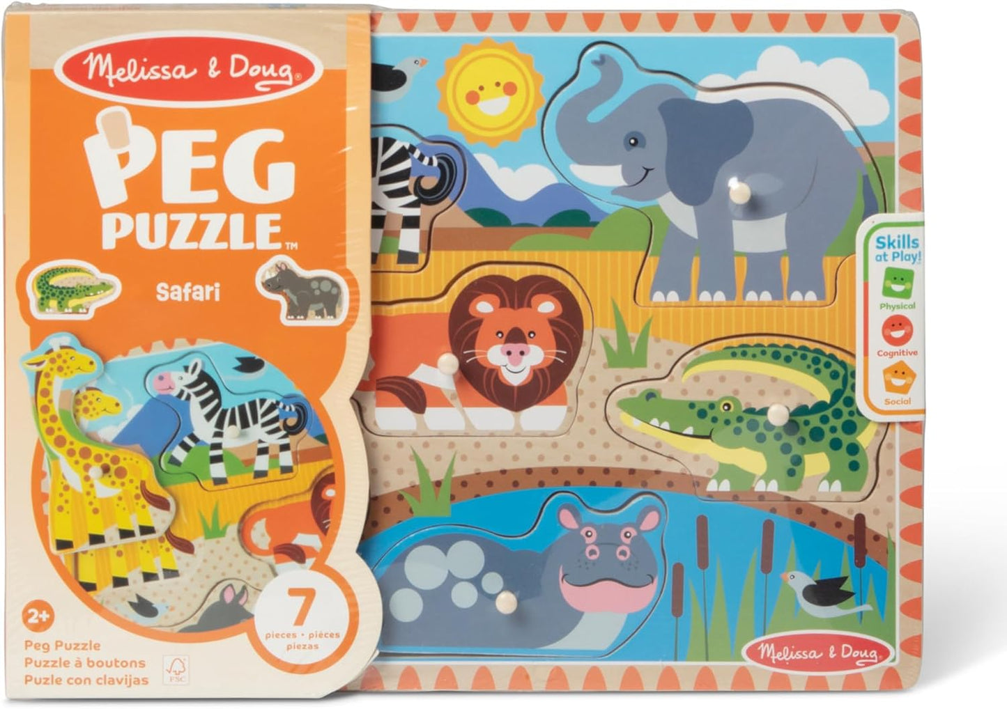 Melissa & Doug Safari Wooden Peg Puzzle (7 pcs)
