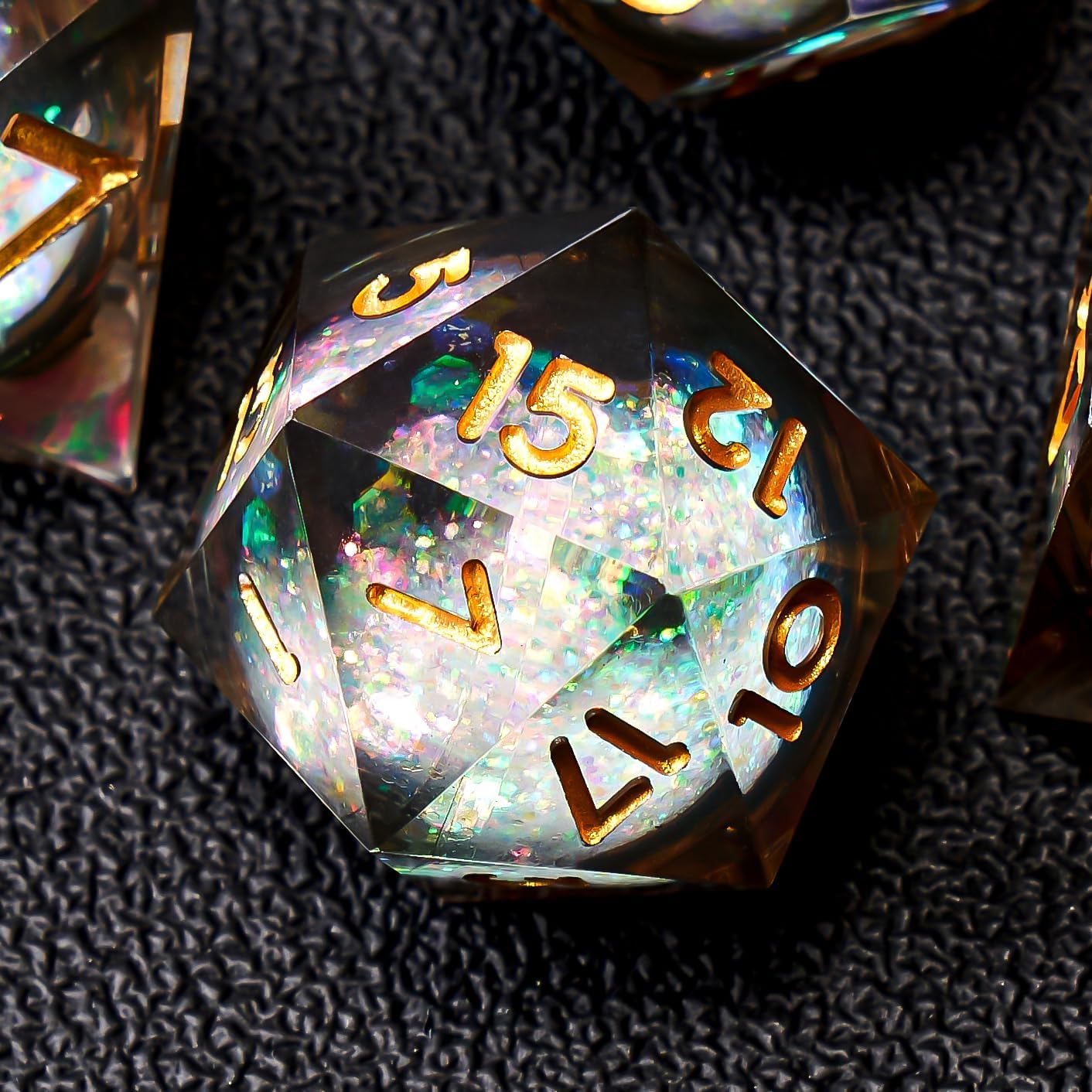 Liquid Core DND Dice Set, 7pcs Sharp Edge Dice for Role Playing Dungeons and Dragons Ttrpg with Gift Box, Handmade Resin D&D Dice RPG Role Playing Games Dice Set(Blue Gold)