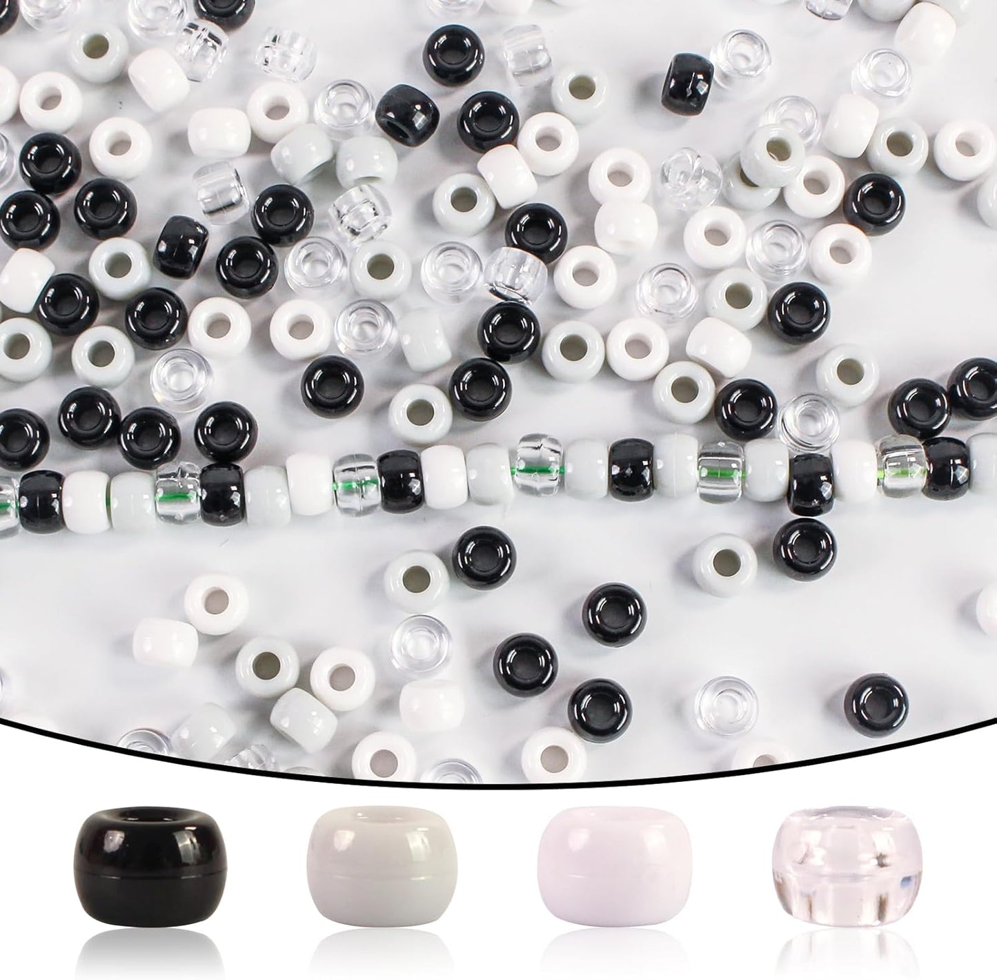 2000 Pcs Multi-Colored Glitter Pony Beads, 6x9mm, Round, Acrylic, Loose Beads, Perfect for Bracelets, Jewelry Making, Crafts