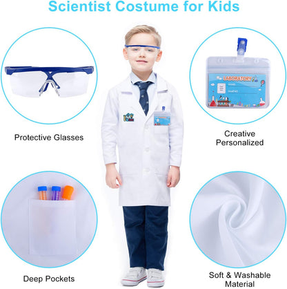 INNOCHEER Kids Science Experiment Kit with Lab Coat Scientist Costume Dress Up and Role Play Toys Gift for Boys Girls Kids Age 6+ Christmas Birthday Party