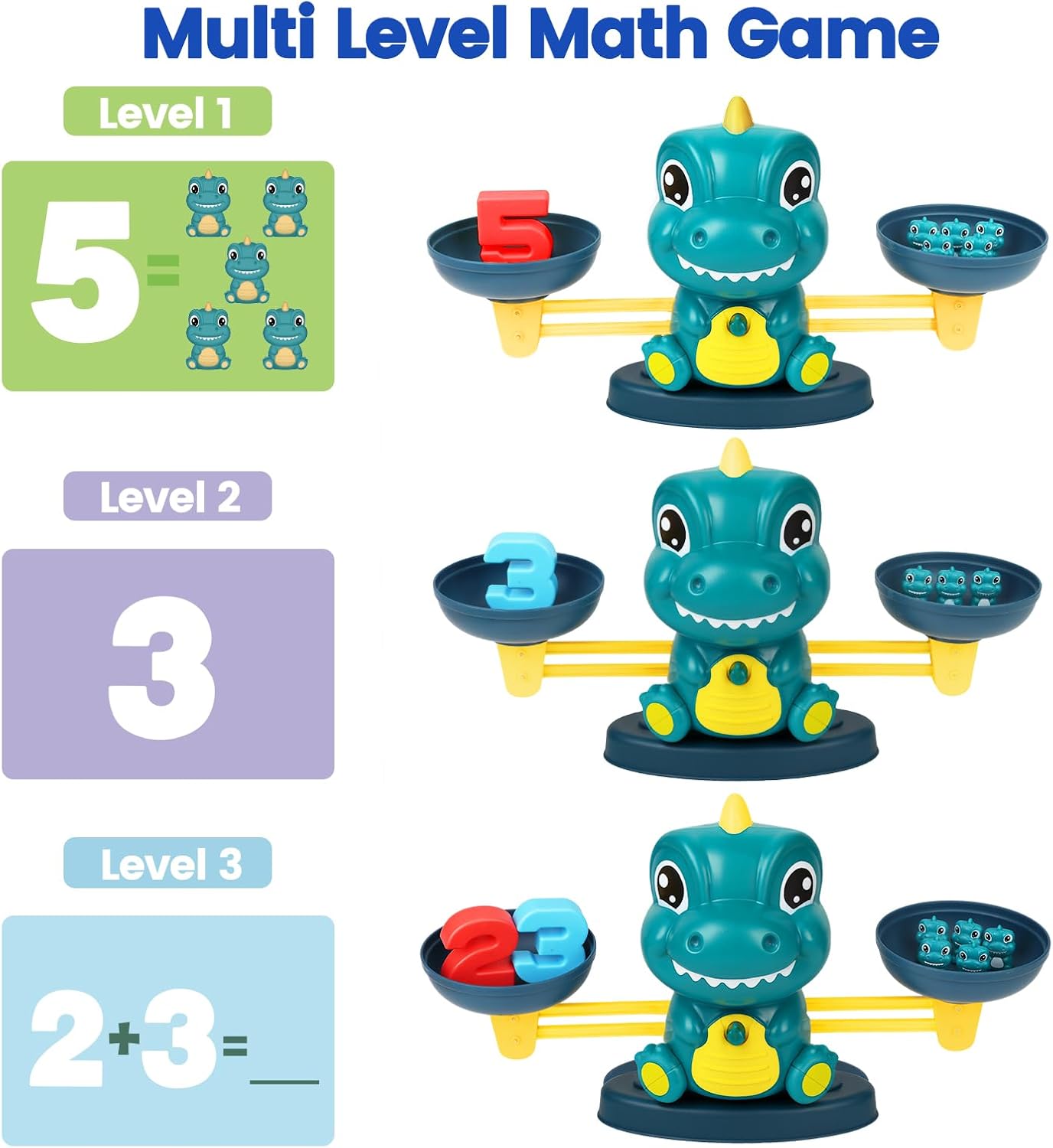 Aitbay Cool Math Game, Preschoolers Frog Balance Counting Toys for Boys & Girls Educational Number Toy Fun Children's Gift STEM Learning Age 3+ (63 PCS)