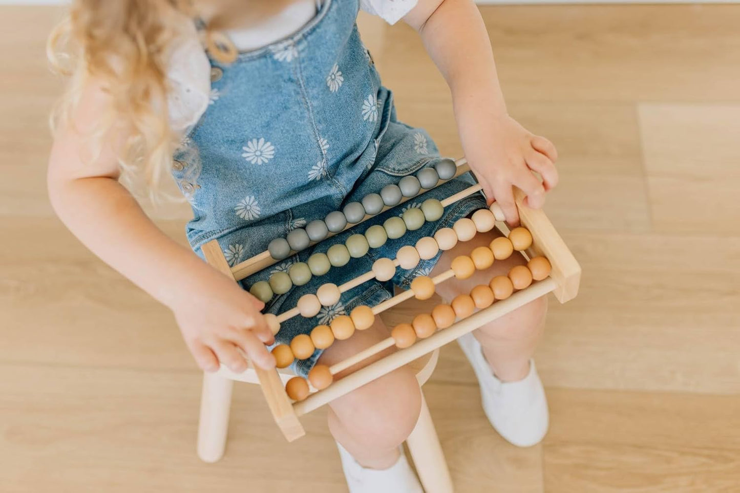 Brooklyn Neutral Boho Abacus - STEM Toy- Boho Nursery Decor and Playroom Decor- Math Toddler Toy with Beads- Montessori Toys - Aesthetic Modern Educational Wooden Toys