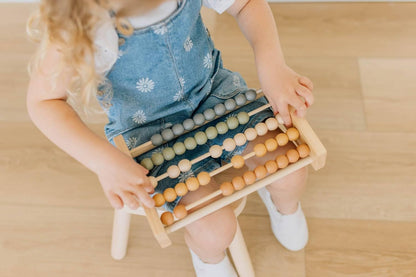 Brooklyn Neutral Boho Abacus - STEM Toy- Boho Nursery Decor and Playroom Decor- Math Toddler Toy with Beads- Montessori Toys - Aesthetic Modern Educational Wooden Toys