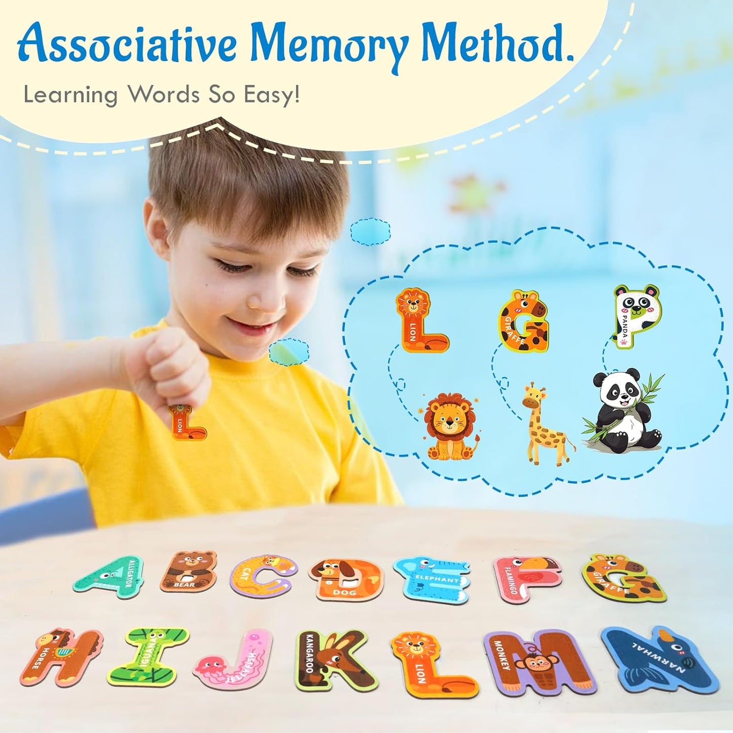 Magnetic Letters for Toddlers 1-3, 26PCS Cute Animal Alphabet Magnets Letters Learning Toys for Toddlers 1-3 Uppercase ABC Magnets for Refrigerator Best Gifts for Birthday Easter Basket Stuffers