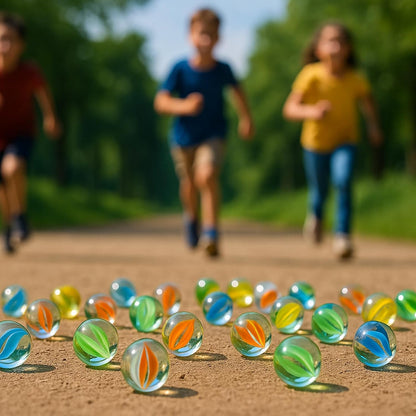 LovesTown 100PCS Glass Marbles Bulk, for Kids Marble Run Game, DIY and Home Decoration