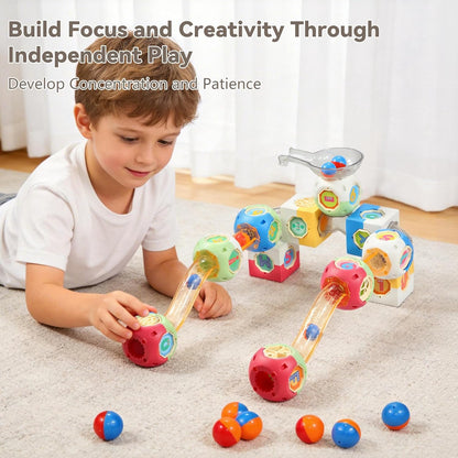 130 PCS Marble Run Set, STEM Educational Marble Maze Games, DIY Creative Building Blocks Rolling Ball Race Game Gift