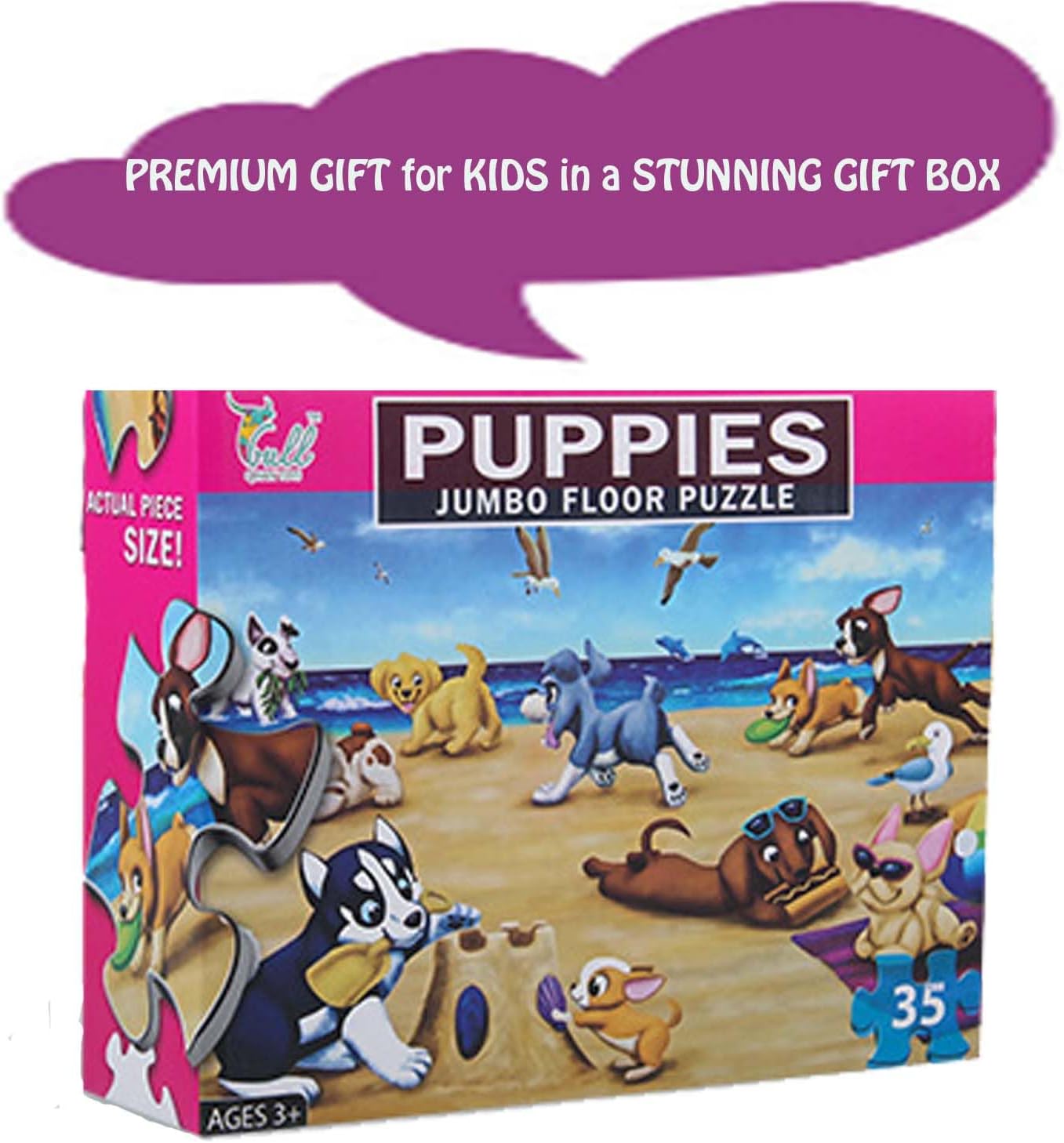 Jumbo Floor Puzzle for Kids, Large Jigsaw Puzzles 35 Piece for Kids Ages 3-5,Preschool Learning & Education Toys, Gifts for 4-8 Year Old Boys and Girls (Grassland Animal)