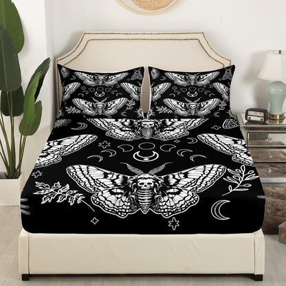 Manfei Musical Kids Fitted Sheet Full Size, MusicalGuitar Radio Drum Kit Headset Print Bedding Set 3pcs for Boys Girls, Rock Music Bed Cover with 2 Pillowcases, Soft Polyester Bedding, No Top Sheet