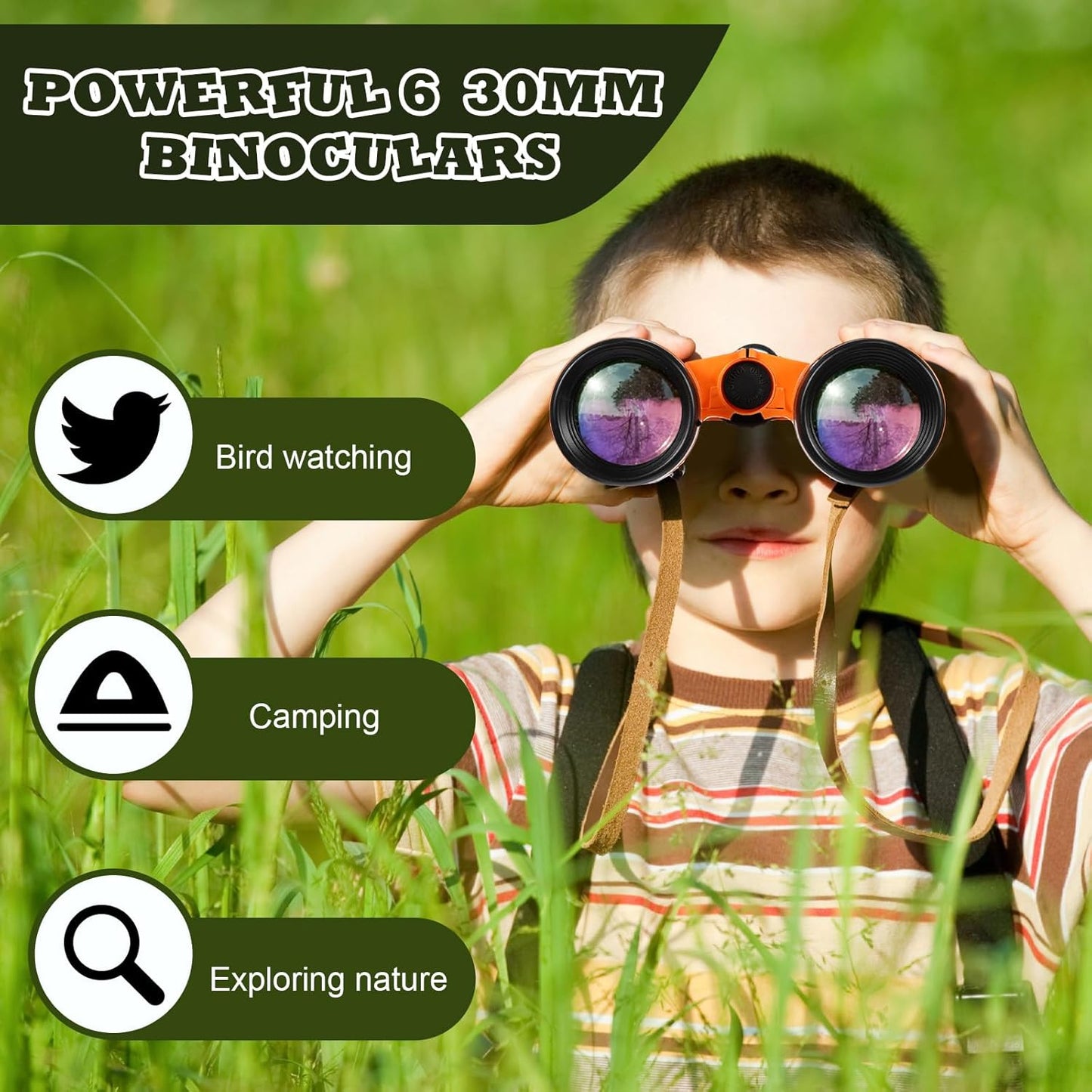 Libima 24 Pcs Binoculars Bulk Educational Compact Binoculars with Neck String Telescope for Learning Bird Watching Camping Hiking Travel Safaris Birthday Gifts(Green)