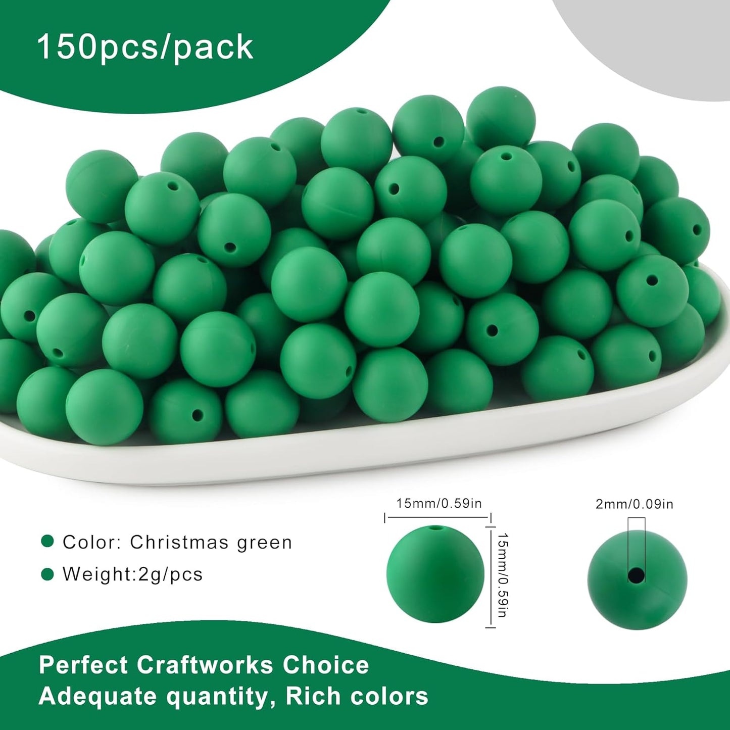 65Pcs 19mm Silicone Beads for Keychain Making Bracelet Necklace, Bulk Round Silicone Beads for Pens（Christmas Green） - Colors A