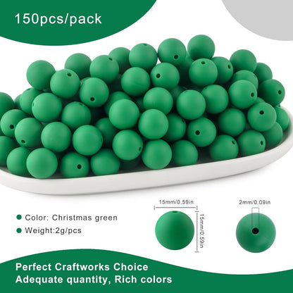 65Pcs 19mm Silicone Beads for Keychain Making Bracelet Necklace, Bulk Round Silicone Beads for Pens（Christmas Green） - Colors A