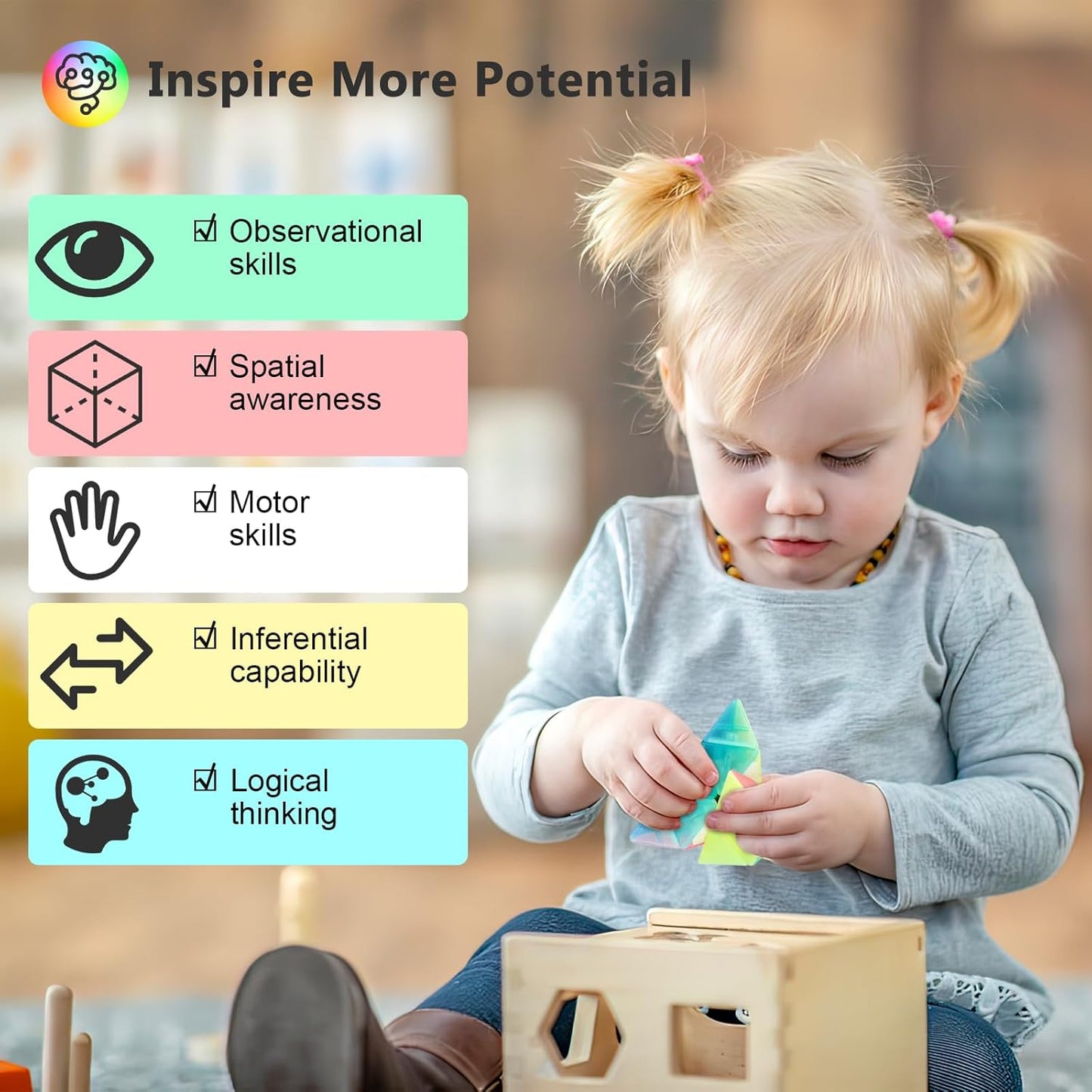 Vdealen Speed Cube Set, Puzzle Cube Bundle of 2x2x2 3x3x3 4x4x4 Pyramid Magic Cube Set, Birthday Party Christmas Stocking Stuffers Gift for Kids Teens Adults(Stickerless)