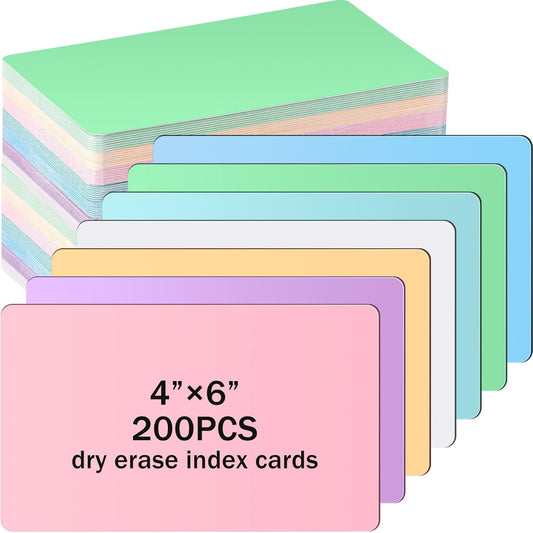 Harloon 100 Pcs Dry Erase Index Cards 3 x 5 Inch Laminated Reusable Dry Erase Note Cards Sheets for Office to Do List(White)