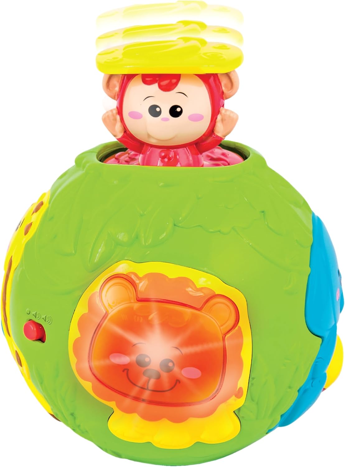 winfun Roll 'N Pop Jungle Activity Ball with Light-Up Lion, Pop-Up Monkey, Sliding Beads & Roller Ball – Interactive Sensory Toy for Babies, Promotes Fine Motor Skills, Coordination & Cognitive