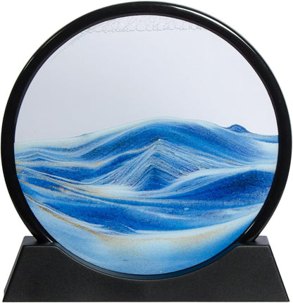 KUILONGT 3D Dynamic Sand Art Liquid Motion 6.97 Inch Khaki Moving Sand Art for Desktop Home Office Decor Relaxing Kinetic Sandscapes with Flowing Design(Khaki)