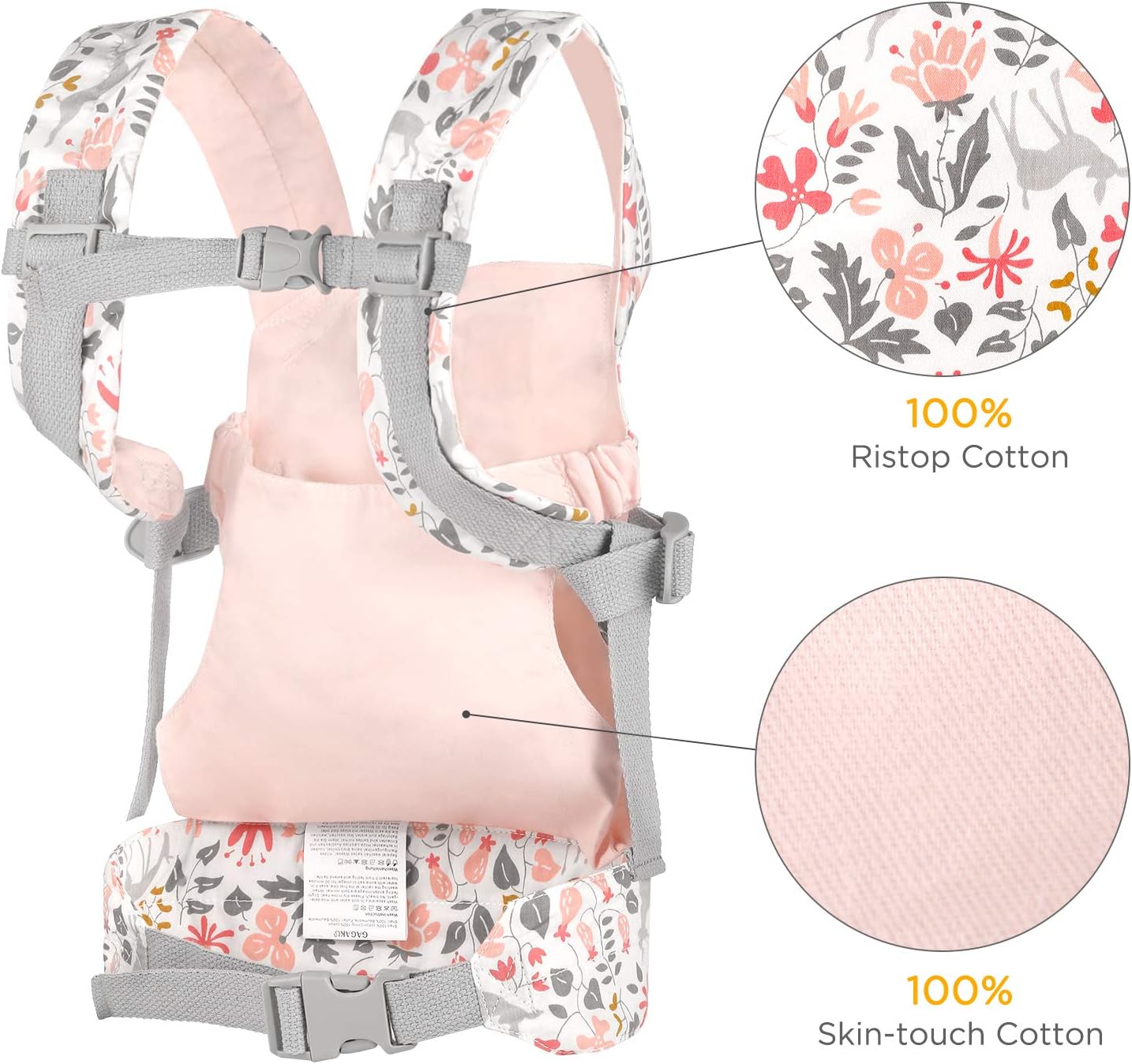 GAGAKU Doll Carrier for Kids, Toy Baby Doll Carrier, Reborn Dolls Carrier Toy Baby Sling with Adjustable Straps, Baby Doll Accessories - Green - Camellia