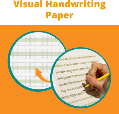Channie’s Handwriting Improvement Spiral Notebook, Stylish Visual Writing & Printing Aid for Elementary School Students and Special Needs Kids & Teens, 120 Pages, Thick Paper, Size 10.5" x 9.5"