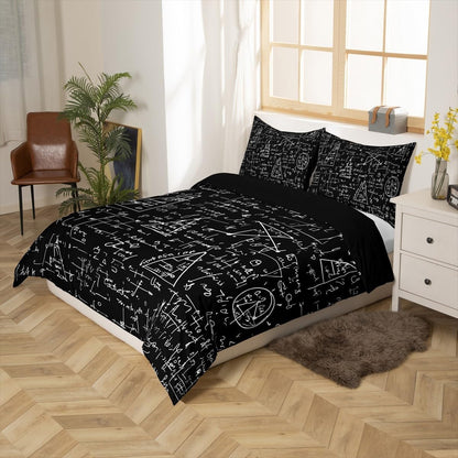 Erosebridal Science Theme Bedding Set Queen Size for Boys Girls Chemistry Periodic Table Print Duvet Cover Chemical Subject Theme Comforter Cover Teens Kids Math Science Atyle Bedspread Cover 3 Pcs