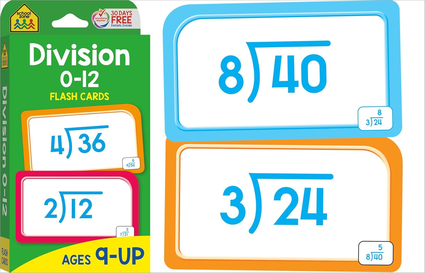 School Zone Get Ready Flash Cards Multiplication & Division 2-Pack: 112 Math Cards, 3rd & 4th Grade, 0-12, Improve Speed & Retention, Ages 8+