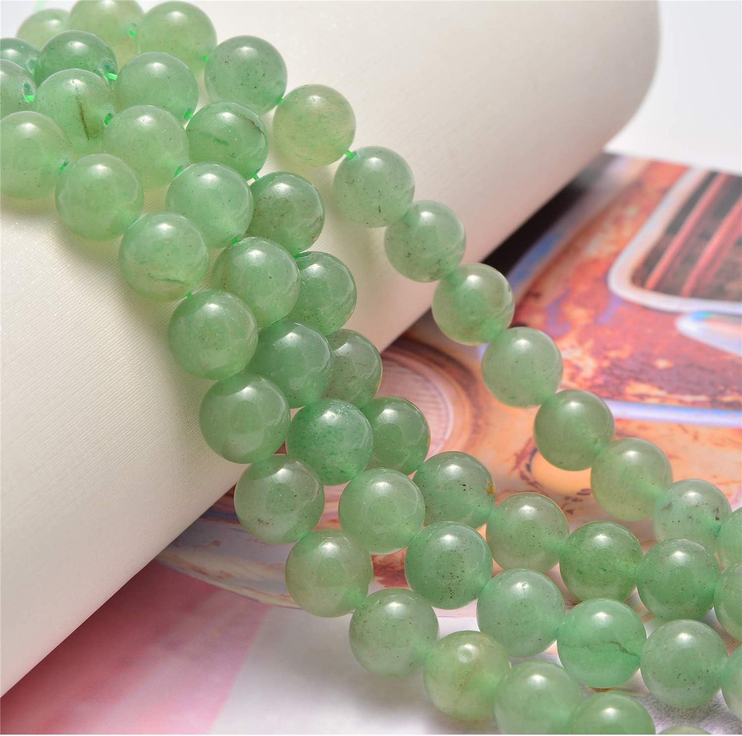 NCB 100pcs Original Natural Stone Beads Gemstone Round Loose Beads 6mm 8mm 10mm (Blue Aventurine, 6mm 100Beads) - Colors A