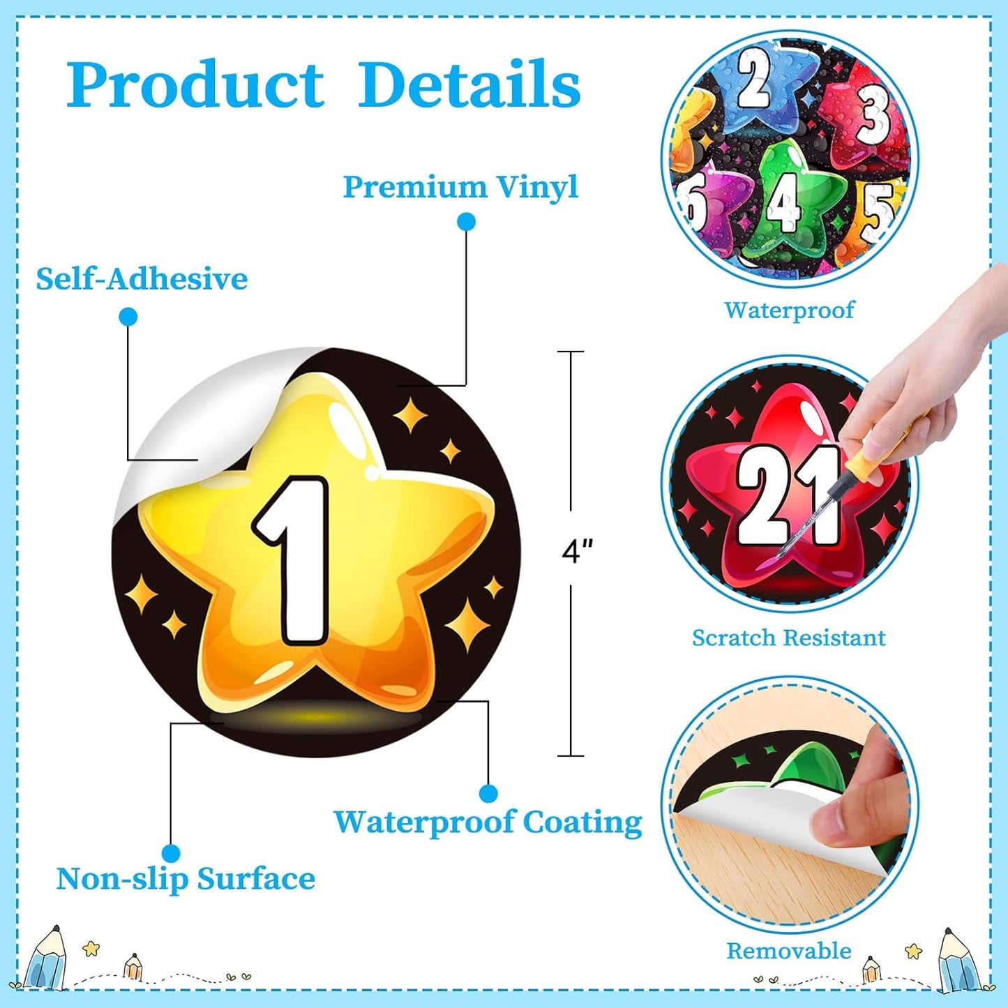 SICOHOME Number Spot Markers Stickers - 36Pcs Line up Spots for Classroom Floor Number Stickers for Classroom Line up Dots Numbers Floor Numbers Back to School Kindergarten Preschool Supplies