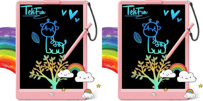 TEKFUN LCD Writing Tablet for Kids, 10-inch Coloring Drawing Pad, Mess Free Doodle Board, Airplane Travel Toys for Boys and Toddlers, Road Trip Essentials, Gifts for 3 4 5 6 7 8 Year Old Girls(Blue)