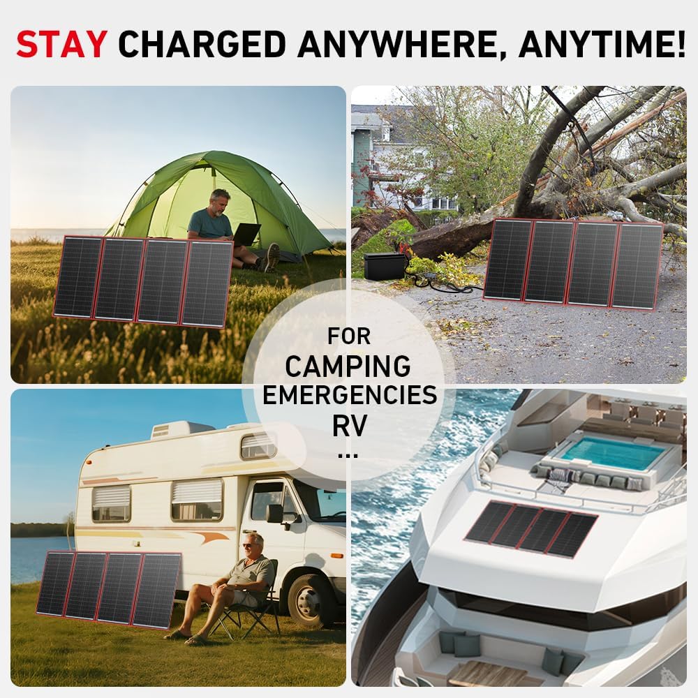 DOKIO 100W Portable Foldable Solar Panel Kit, Compact 18.9x26in Design 5.3lb with Standalone Controller and USB, Monocrystalline Charger for 12V Batteries, Power Stations, RV Camping Emergency Use