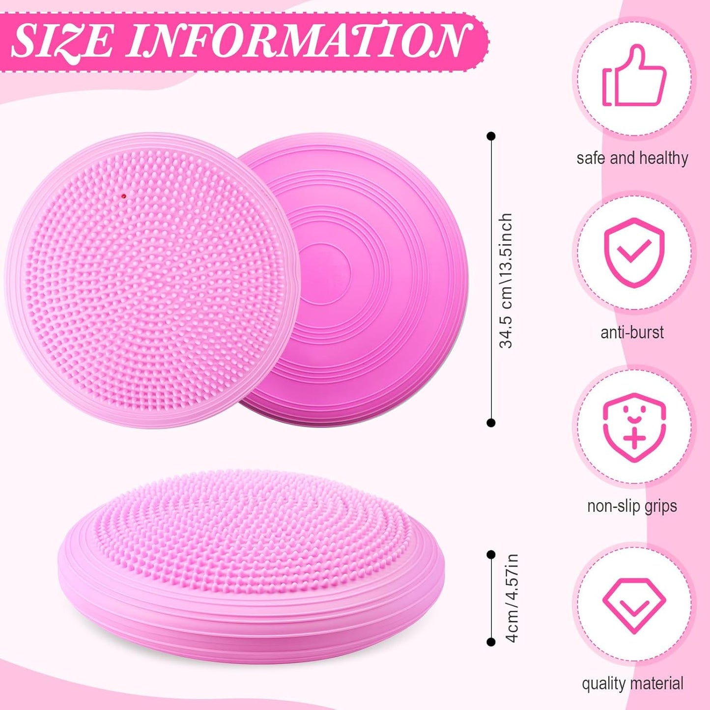 Libima 4 Pcs Wiggle Seat Inflated Wobble Cushion for Sensory Kid 13 Inches Balance Disc Flexible Seating for Classroom Sensory Pad for Chair Wiggle Cushion