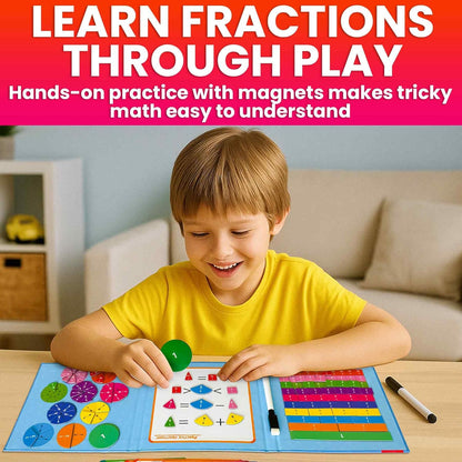 QUOKKA Magnetic Puzzles for Kids Ages 4-6 – Magnetic Fractions Learning Set for Kids 6-12 – Math Games for Homeschooling, Classrooms & Travel – 110 Magnets, 12 Task Pages, Marker – Toddler Travel Toys