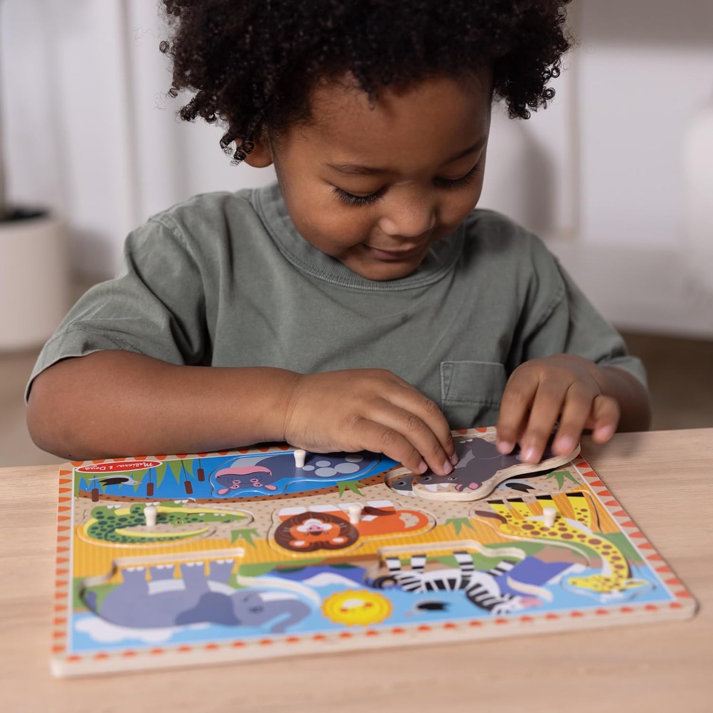 Melissa & Doug Safari Wooden Peg Puzzle (7 pcs)
