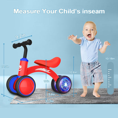 Gamfeiny Colorful Lighting Baby Balance Bike Toys for 1 Year Old Boy Girl Gifts, 10-36 Month Toddler Balance Bike, No Pedal 4 Silence Wheels & Soft Seat First Riding on Toys, 1st Birthday Gifts